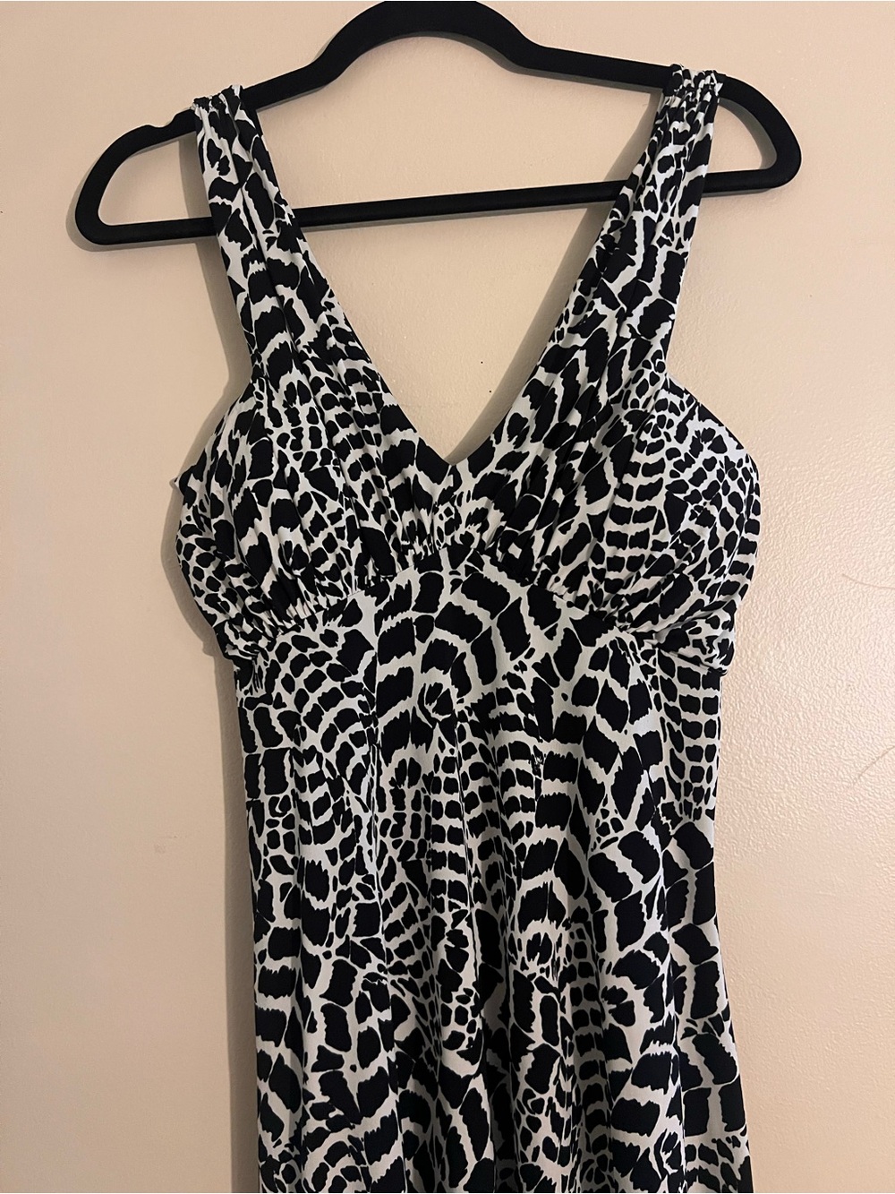 connected apparel Black & White Animal-Print Maxi Dress